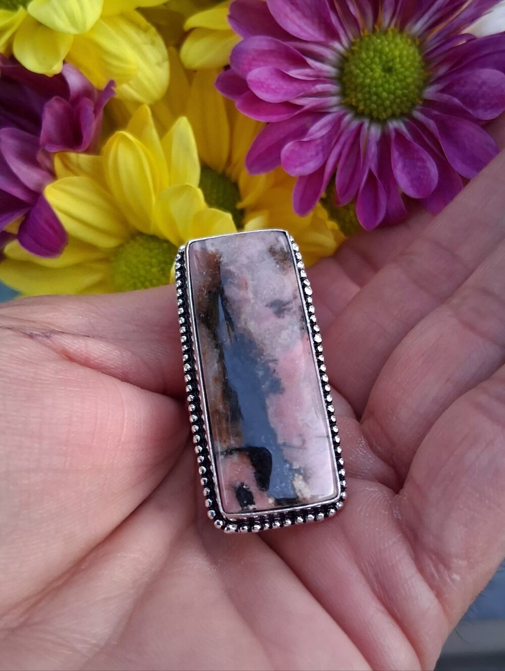 🩵 Peruvian Pink Opal Sterling Silver Ring